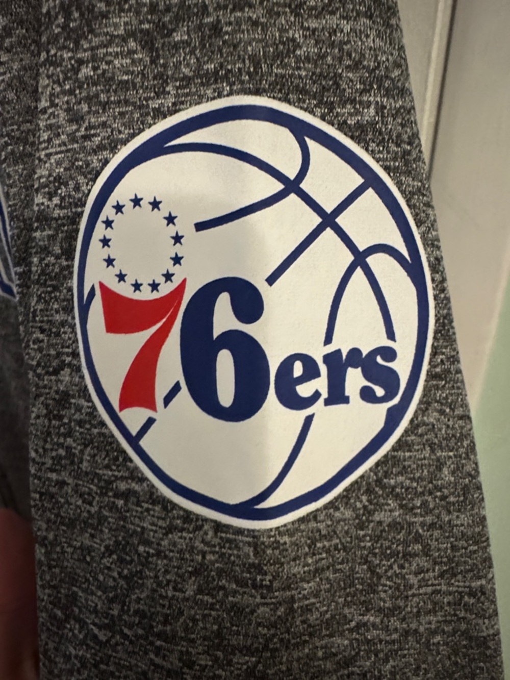 Philadelphia 76ers Sixers NBA Gray Heather Zip-up Hoodie Sweatshirt - Picture 3 of 11